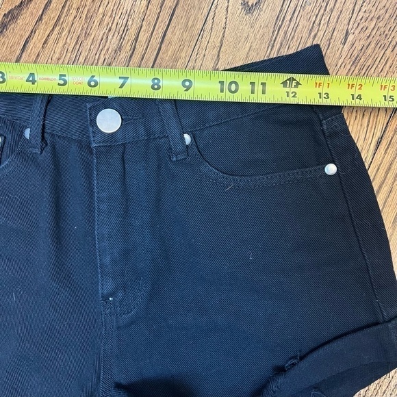 Princess Polly Jean Shorts Womens Denim Cut Offs Black Raw Hem Distressed Size 4 - Picture 6 of 8
